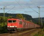 155 262 mit dem  Schuhkarton -Zug am 14.09.11. bei Bonn Beuel.