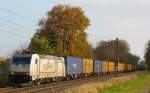 Am 11.11.11. begegnete mir die 185 579-8 (Crossrail) mit einem Containerzug bei Bornheim.