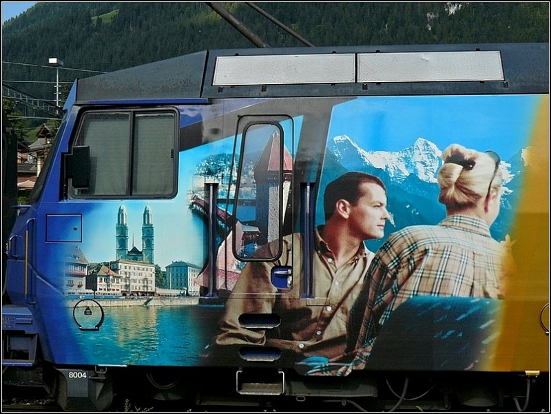 Detailansicht der Werbung f�r die Golden Pass Line aufgenommen im Bahnhof von Zweisimmen am 29.07.08. (Hans)