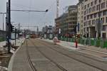 Bauarbeiten an der neuen Stra�enbahnhaltestelle am Hauptbahnhof der Stadt Luxemburg.