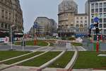 Bauarbeiten an der neuen Stra�enbahnhaltestelle am Hauptbahnhof der Stadt Luxemburg.