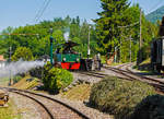 Museumsbahn-Romantik pur – beim Pfingstdampf Festival der Museumsbahn Blonay-Chamby am 27.05.2012:  Beim Wasserhahn steht die G 2/2 Krauss-Kastendampflok (Tramlok) Nr.