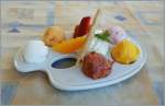  Palette de Sorbets  heisst dieser k�stliche und leichte Nachtisch in ein gem�tlichen Restaurant am Genfersee in Villeneuve.