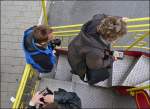 Treppensteigen, statt Liftfahren.