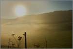 Die Sonne sorgt mit ihrer W�rme langsam f�r das Aufl�sen des Nebels im Vall�e de Joux.