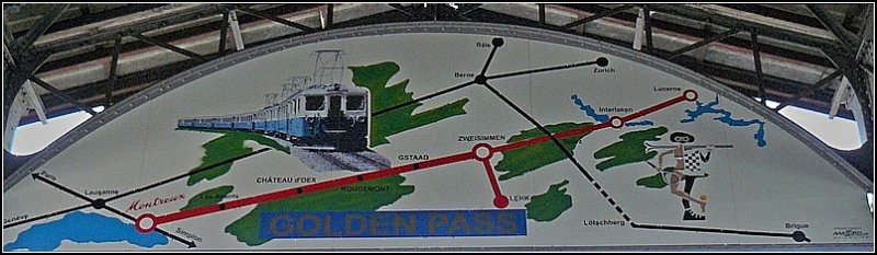 Werbung f�r die Golden Pass Line aufgenommen im Bahnhof von Montreux am 31.07.08. (Hans)